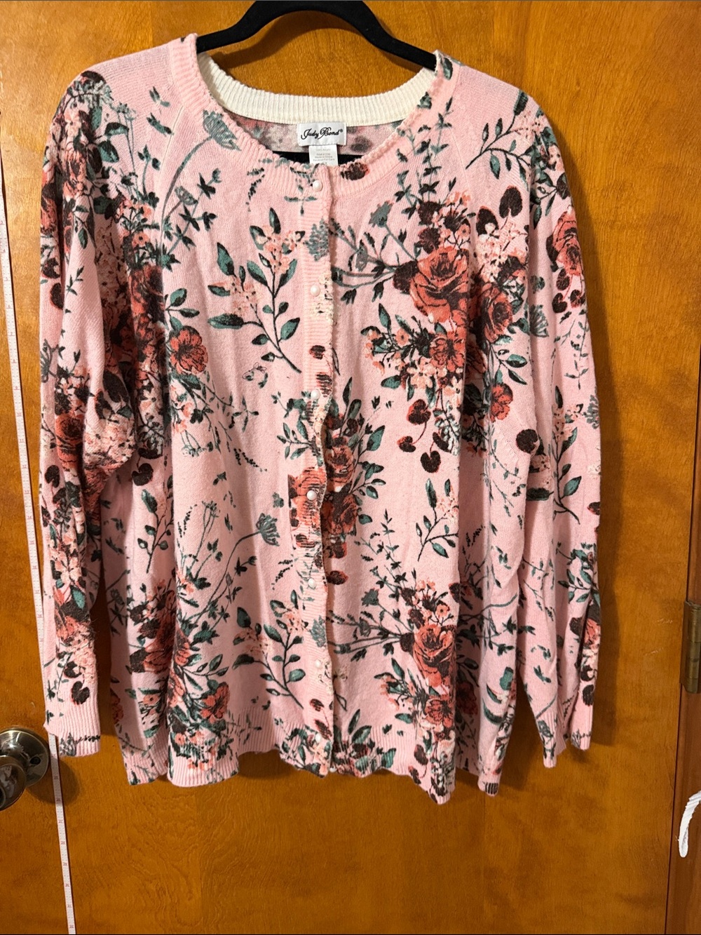 Pink Floral Button-Front Cardigan Sweater